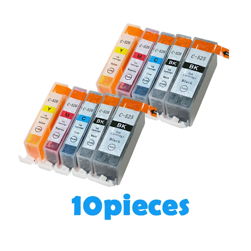 10 шт. для canon PGI525 CLI526 картриджи с чернилами струйных принтеров PIXMA IP4850 MG5150 MG5250 MG5350