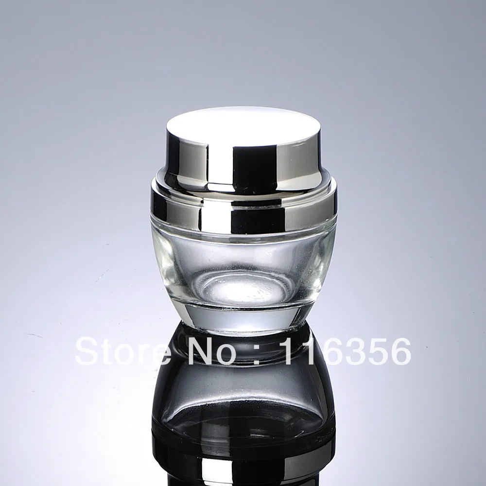 50 г прозрачная стеклянная банка для крема с серебряной крышкой косметической