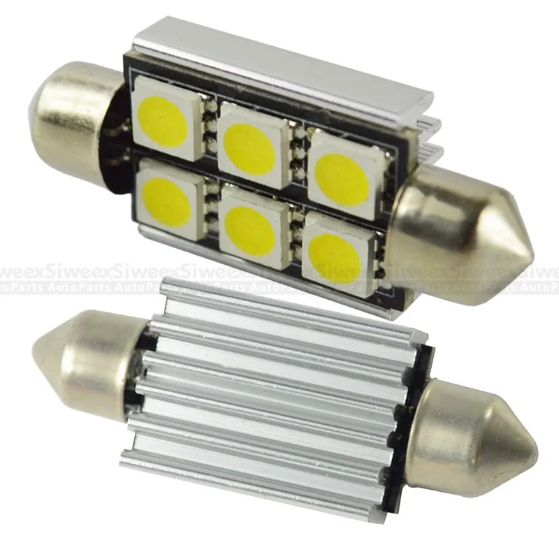 2x супер яркий 39 мм основание 12 В Белый 6 LED 5050 SMD свет с алюминиевым корпусом CANBUS