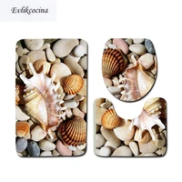 Free Shipping pcs Shells Ocean Bath Mats Anti Slip Bathroom Mat Set Tapete Banheiro Washable Bathroom Toilet Rug Alfombra Bano