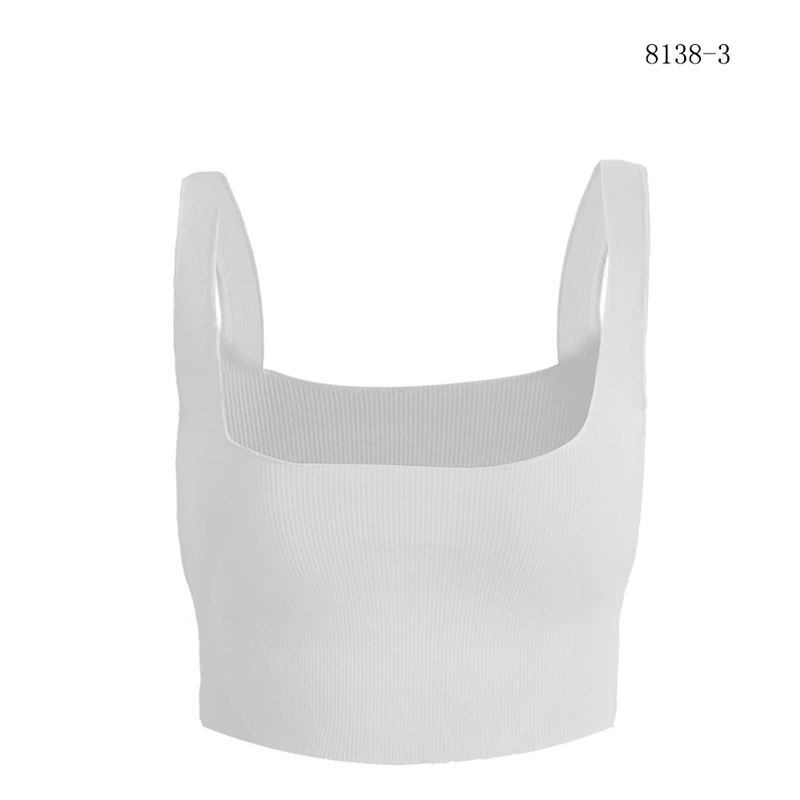 Square Collar Backless Slim Knitted Elastic Casual Tank Tops Women Summer Crop Top Clothes 2019 Short Green White Pink | Женская одежда