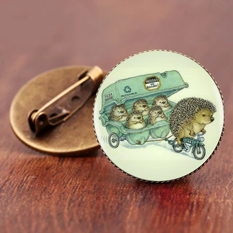 SUTEYI милые животные Ежик Броши заколки для женщин мужчин стеклянная брошь модная