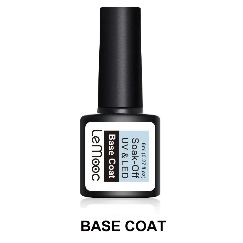 base coat LEMOOC, 8 мл, замачиваемый базовый гель, верхнее покрытие, матовый Гель-лак для ногтей, гель для ногтей, маникюрный лак, стойкий блеск для ногтей, цветной гель - Цвет: base coat