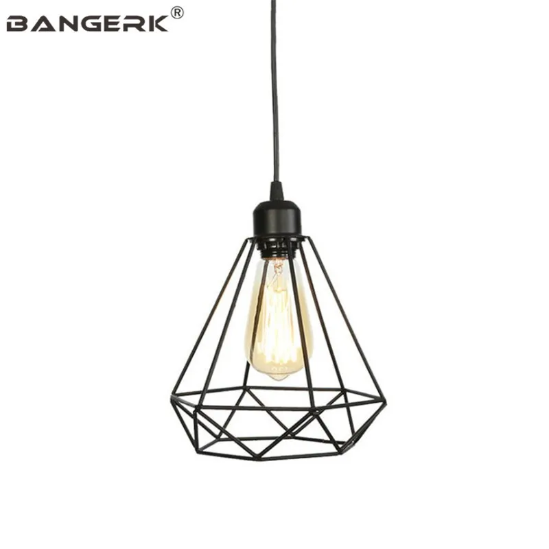 Простой черный железный светодиодный подвесной светильник винтажное