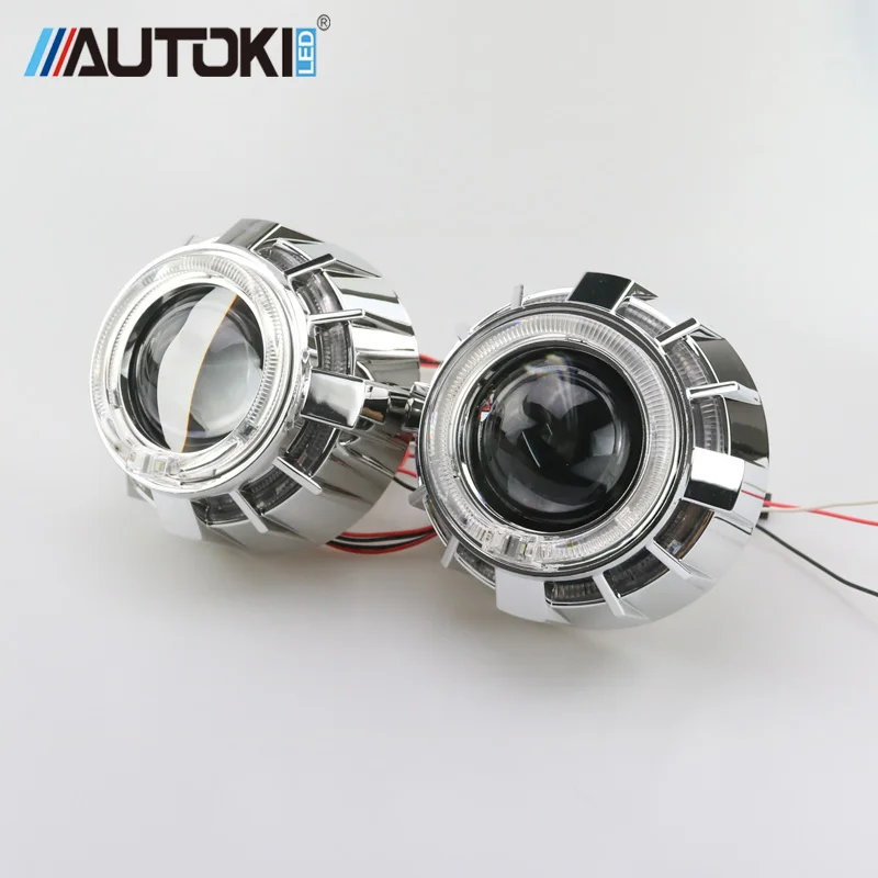 Autoki Двухцветные светодиодные ангельские глазки DRL HID автомобильный проектор