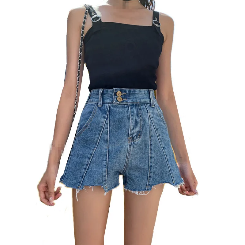 Шорты женские джинсовые с высокой талией весна-лето 2020 | Женская одежда