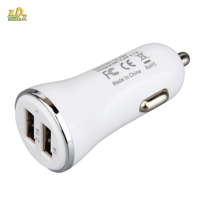 

100 шт 2usb автомобильное зарядное устройство адаптер 5 V/2.1A автомобильное USB зарядное устройство белый телефон двойной USB Автомобильное зарядн...