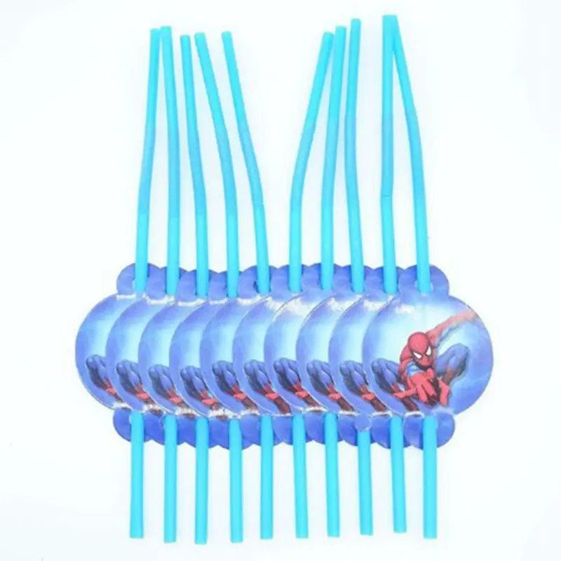 10pcs straw 20 шт./партия на тему Человека-паука вечерние подарочные сумки вечерние украшения пластиковый пакет для конфет Loot сумка для детей праздничные вечерние поставки - Цвет: 10pcs straw