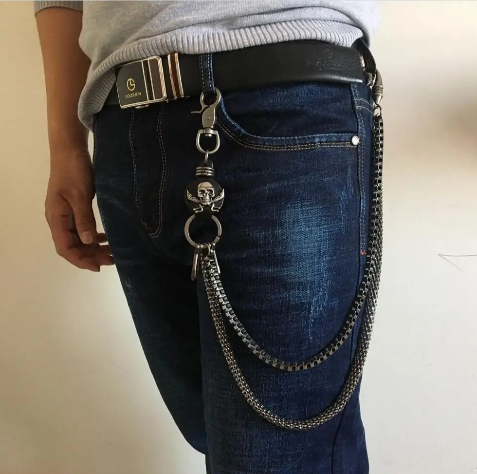 Punk Rock Metal Pants Waist Chain Men Women Key Chain Big Ring Wallet  Keychain Jeans Unisex Hip-hop Jewelry Gift