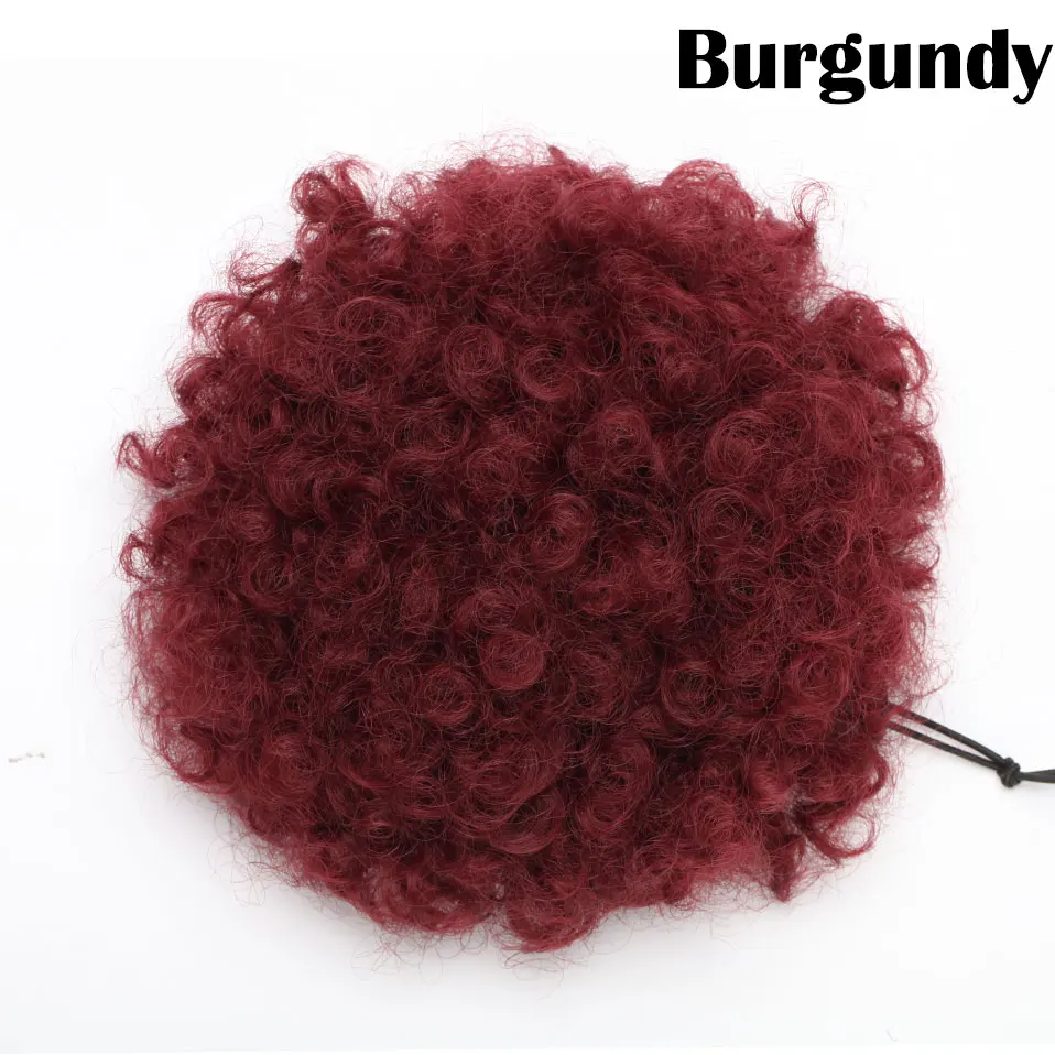 burgundy-1 S-noilite " 8" синтетический слоеный афро короткий кудрявый шиньон волос булочка шнурок конский хвост обруч шиньон поддельные волосы для наращивания - Цвет: burgundy-1