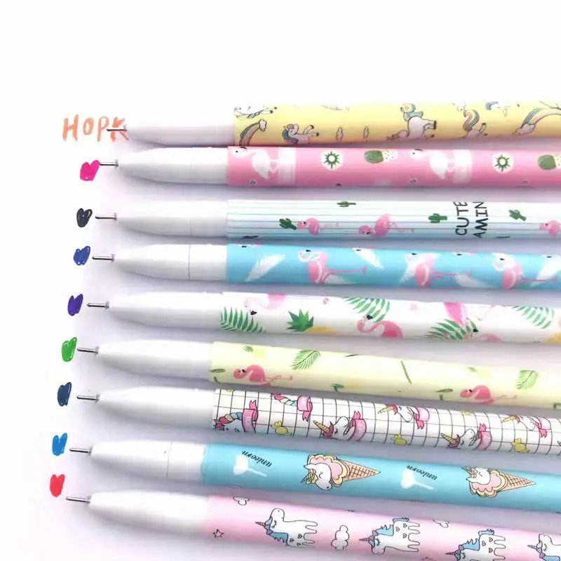 10 Pcs/Color Gel Pen Unicorn Flamingo Animal Starry Sky Flower Kawaii Pens Cute Korean Stationery Painting School Supplies