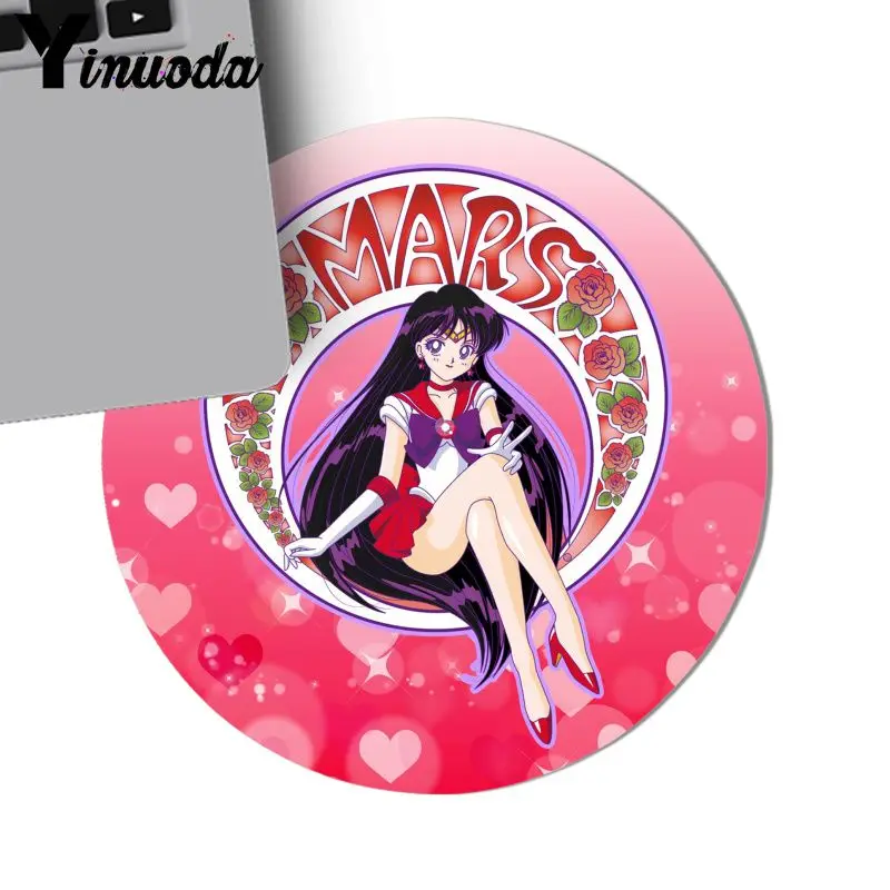 20x20cm Yinuoda Beautiful Anime Sailor Moon anime girl Soft Rubber Professional Gaming Mouse Pad Computer Comfort small round Mouse Mat - Цвет: 20x20cm