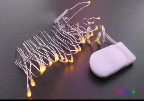 2 м 20 огней с переключателем LED CR2032 батарейный отсек для монет серебряная