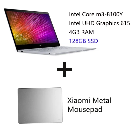 M3 128GB Set2 Xiaomi Laptop Air 12,5 ''Intel Core M3-8100Y двухъядерный ноутбук 4 ГБ ОЗУ 128 Гб SSD Двухдиапазонная HDMI Windows10 1080P HD камера - Цвет: M3 128GB Set2