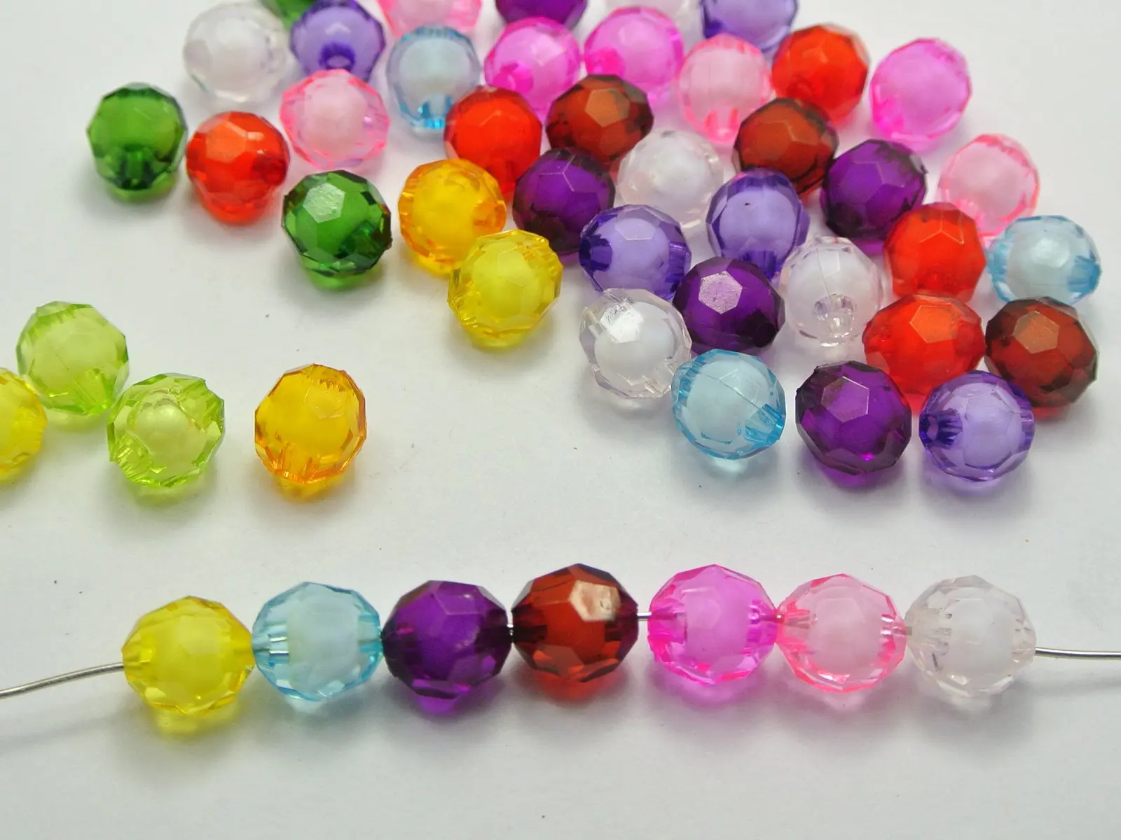 

100 Mixed Color Acrylic Faceted Round Beads 10mm "Bead in Bead"