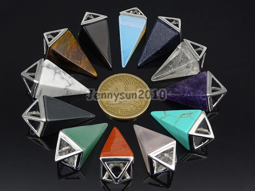 Натуральные прозрачные кристаллы искусственные камни пирамида ожерелье из