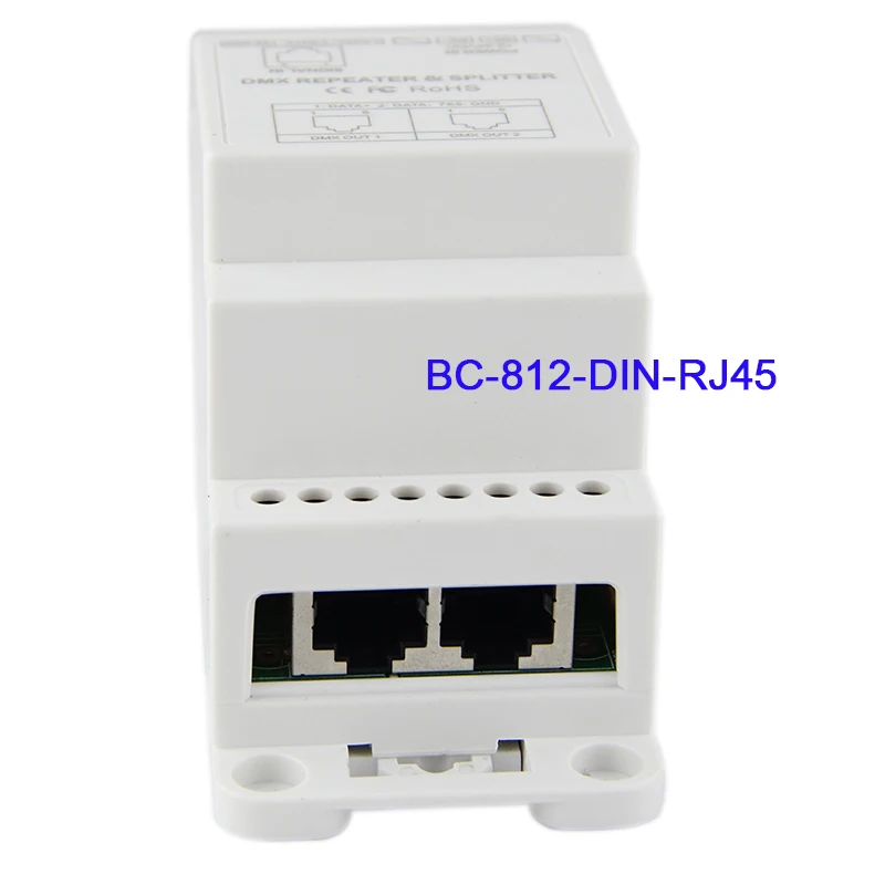 BC 812 DIN/BC DIN RJ45 DC12 24V din рейка led DMX512 усилитель сигнала Один входной канал два