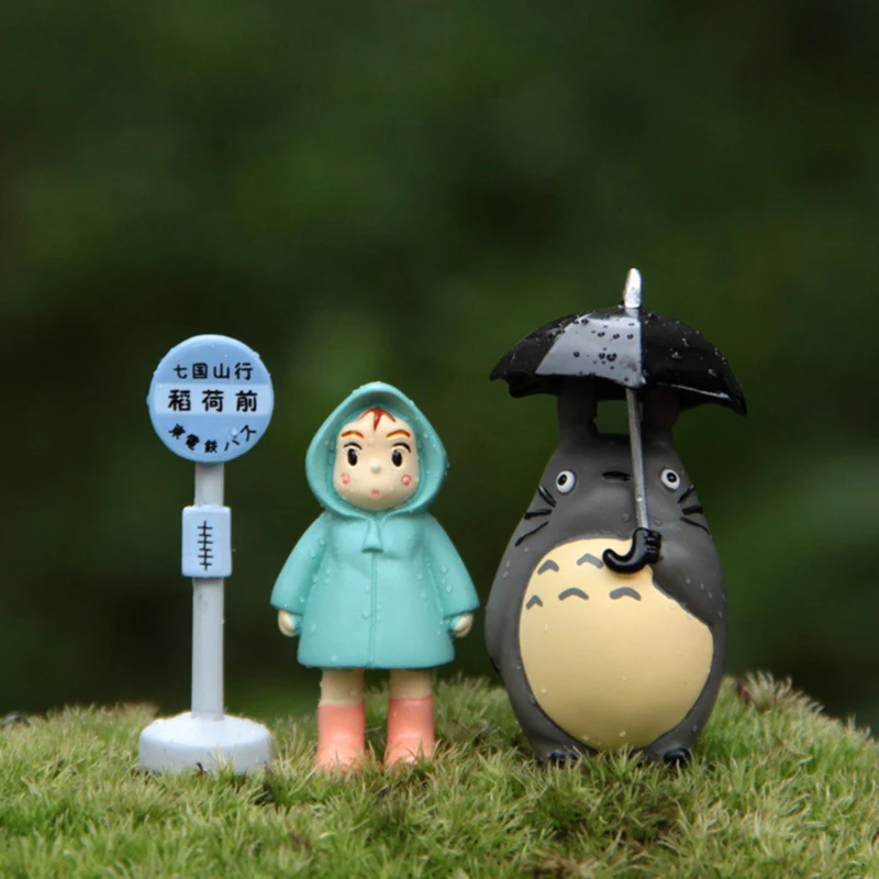 SJFC 3pcs/set Totoro Garden Miniatures Terrarium Figurines Hayao Miyazaki Toy Resin Crafts Accessories Action Figure Toys | Игрушки и