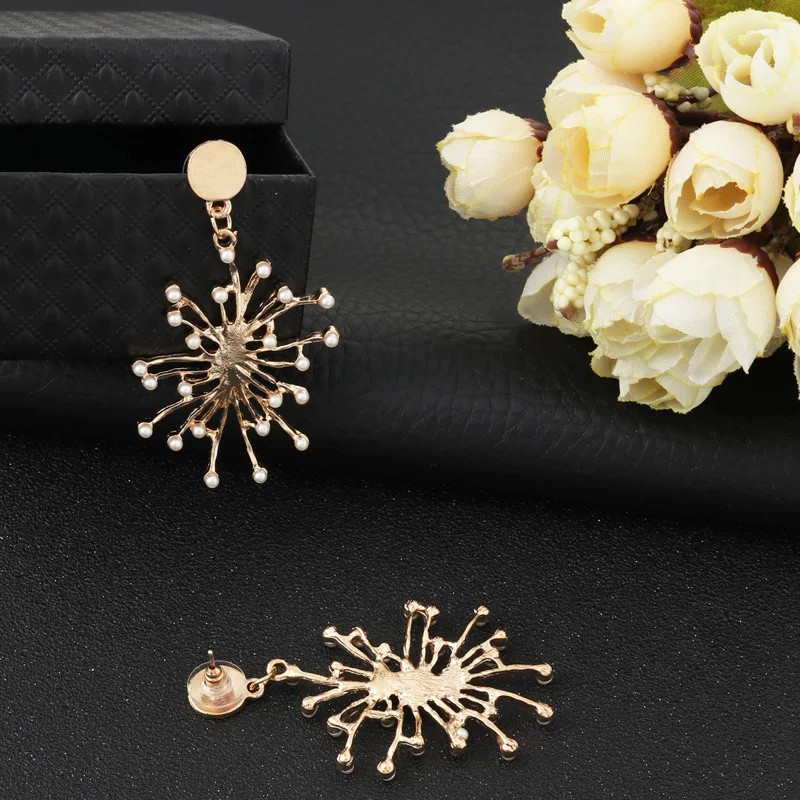 Tenande новые модные большие длинные массивные листья цветы искусственный жемчуг