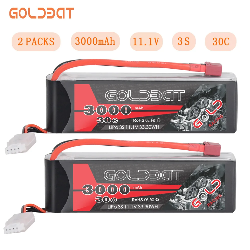 2 единицы GOLDBAT 3000mAh RC LiPo батарея 11 1 V 3S для rc 3000mah lipo 30C с t разъемом Heli Drone