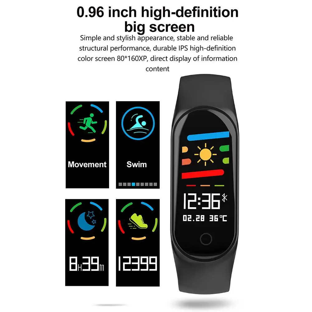 

Original M4 Smart Bracelet Color Touch Screen Bluetooth Fitness Tracker Sports Health Smart Bracelet Smart Watch PK Mi Band 4