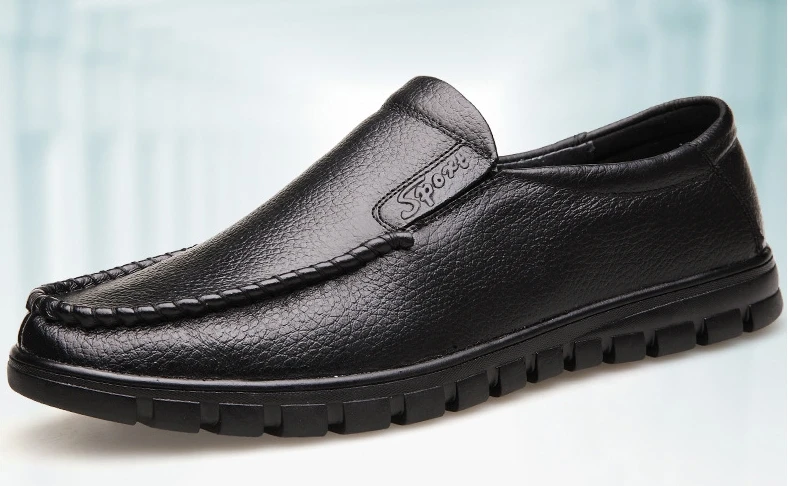 2017 Fashion Men Boat Shoes Loafers Slip on Mens Flats genuine Leather Moccasin black brown casual Man Driving | Обувь