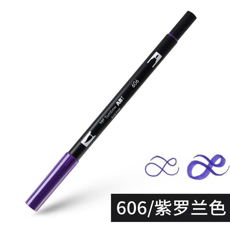 TOMBOW, двойная кисть, ручка, 96 цветов, двойная головка, художественные маркеры, акварельная основа, моющийся мягкий наконечник для рисования, письма, набросков, ABT - Цвет: 606