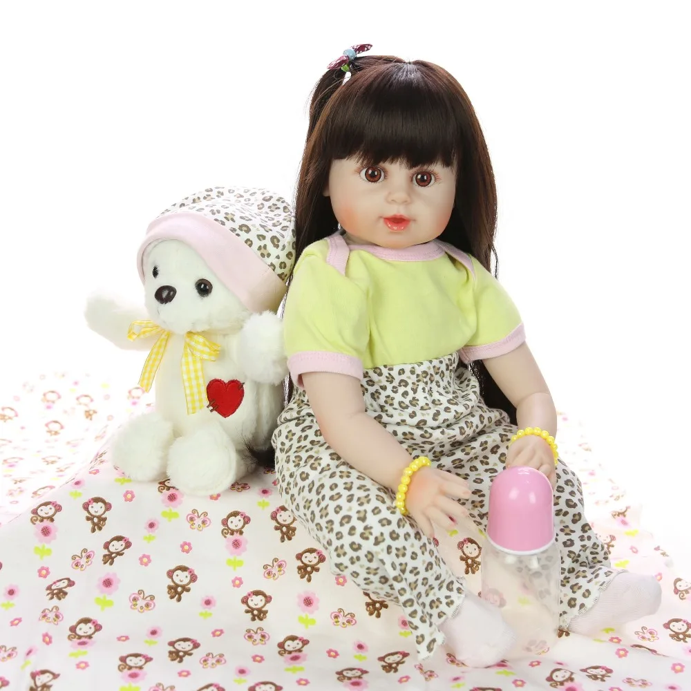Reborn Baby Dolls длинные волосы модель для девочек 24 дюйма Реалистичная силиконовая