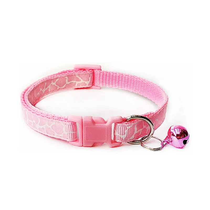 4 Pink Распродажа, 1 шт. ошейник для домашних животных, ошейник из полиэстера, милые ошейники с колокольчиками для домашних животных, регулируемые ошейники для собак - Цвет: 4 Pink