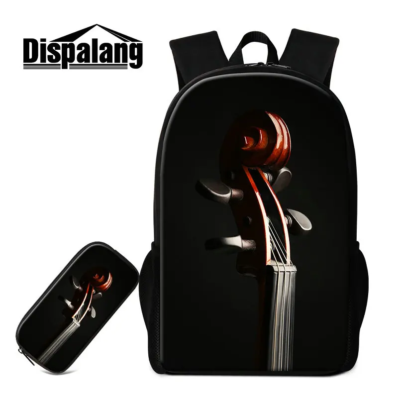 Dispalang музыкальная нота скрипки узор ранцы для детей 2 шт./компл. рюкзак Карандаш Чехол для учащихся девочек Mochila - Цвет: 2 PCS Set19