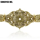 Винтажные женские плетеные ремни ручной работы из металла с резьбой, ремни в марокканском стиле, регулируемая длина, античный золотой цвет, этнические украшения для тела