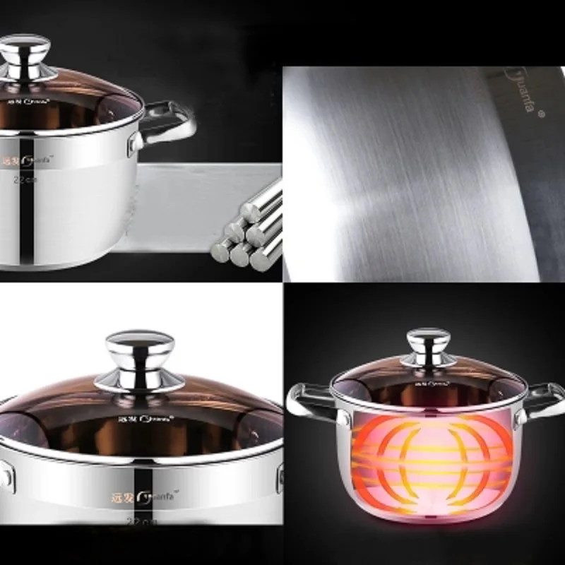 Домашняя утолщенная газовая кастрюля для супа из нержавеющей стали индукционная