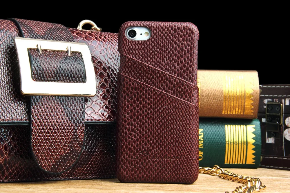 Fierre shann Роскошный PU кожаный Змеиный узор кошелек чехол для iPhone 8 7 плюс ультра тонкий кожаный телефон задняя крышка для iPhone8