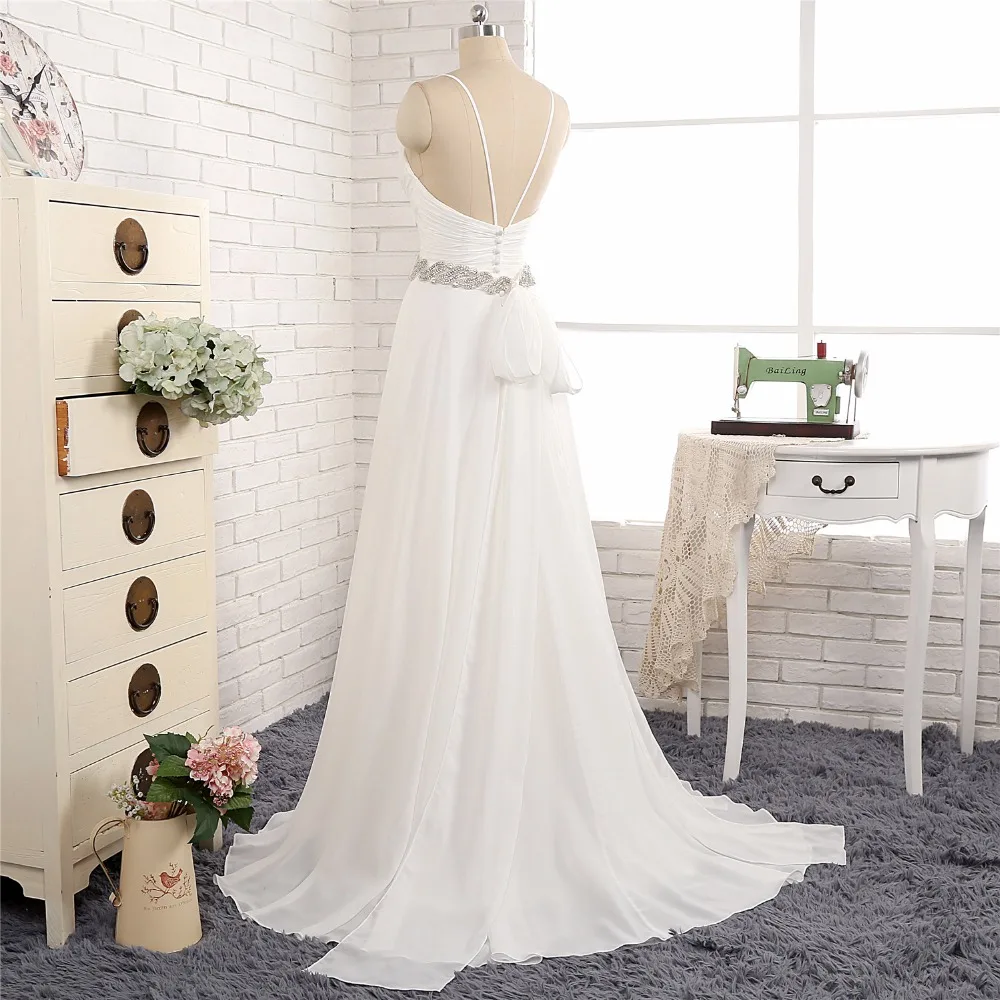 Новинка 2018 романтичные пляжные свадебные платья сексуальный шифоновый дешевый