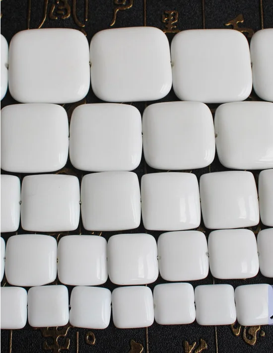 

White porcelain agates 16-35mm Square beads 15inch per strand ,Wholesale For DIY Jewellery Free Shipping !