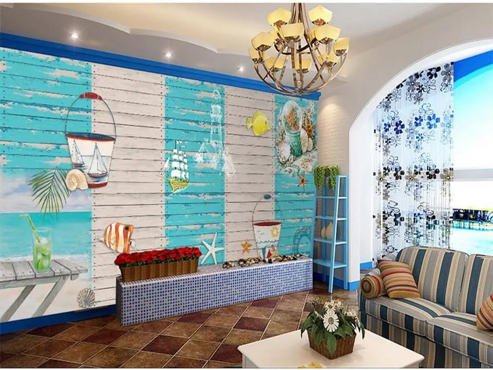 Пользовательские 3d фотообои для кровати росписи морская звезда ракушки