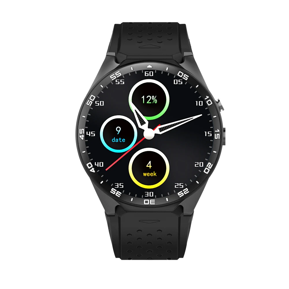 Черный EXRIZU KW88 Android 5,1 OS Smartwatch телефон 3g gps wifi 1,3" AMOLED экран Смарт часы 2.0MP камера Датчик тяжести шагомер - Цвет: Черный