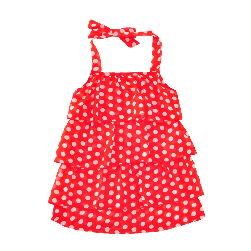 Летний комплект одежды для девочек шифоновая рубашка в горошек с лямкой на шее +