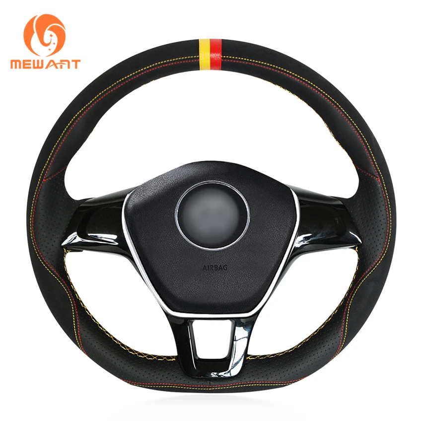 MEWANT черный замшевый чехол рулевого колеса автомобиля для Volkswagen VW Golf 7 Mk7 Polo Jetta Passat B8 Tiguan Sharan Touran Up