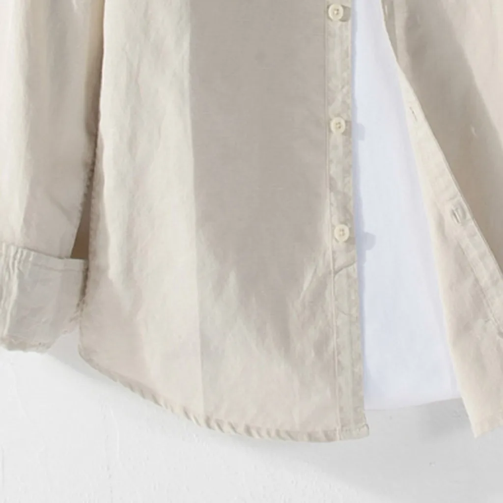 Повседневная мужская рубашка Camisa, модная мужская рубашка с длинными рукавами, топ на пуговицах, хлопковое белье сплошной цвет, свободная Мужская Блузка Camisa masculina