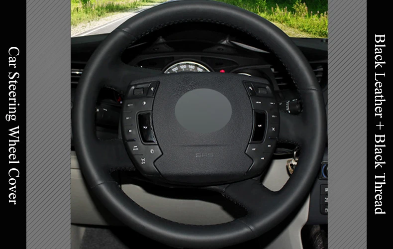 Lqtenleo черная искусственная кожа ручной работы рулевого колеса автомобиля крышки для Citroen C5 2008