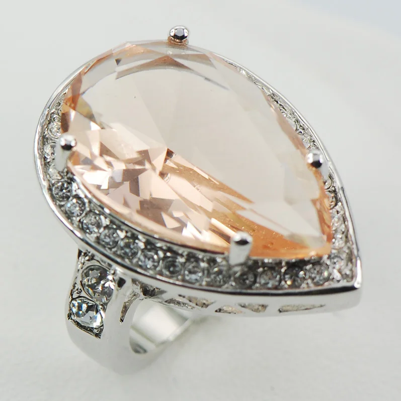 

Кольцо женское из серебра 925 пробы, с белым кристаллом Morganite, F963, размер 6, 7, 8, 9, 10