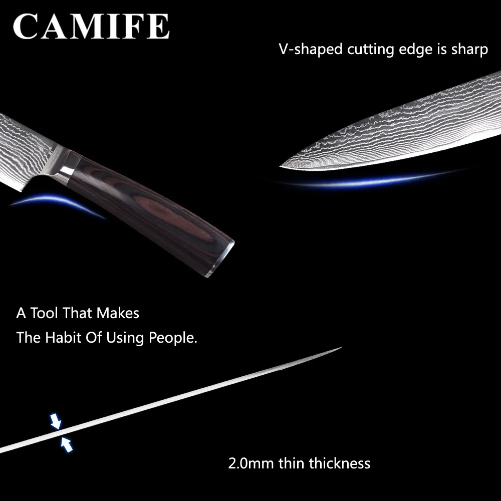 Дамасские Ножи нож шеф-повара японский кухонный дамасский VG10 73 слоя ножи из