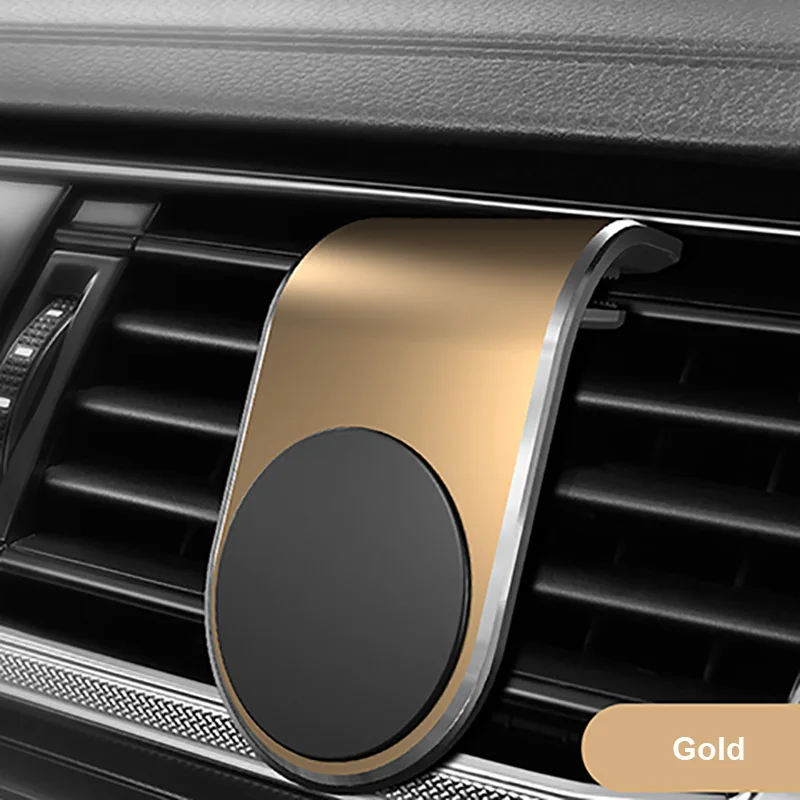 Gold Универсальный магнитный автомобильный держатель для телефона в автомобиле, магнитное крепление, свободный угол, поддержка вентиляционного отверстия для смартфона, автомобильная поддержка мобильного телефона - Цвет: Gold