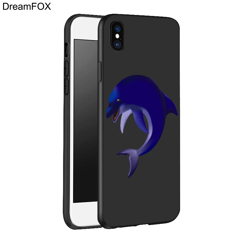 DREAMFOX K283 Дельфин черный мягкий силиконовый чехол из ТПУ для Apple iPhone XR XS Max X 8 7 6 S плюс