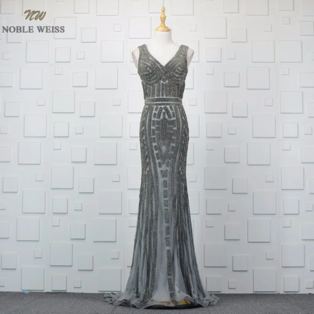 Благородные WEISS Длинные Серые Выпускные платья 2019 vestido de festa роскошное Русалка без