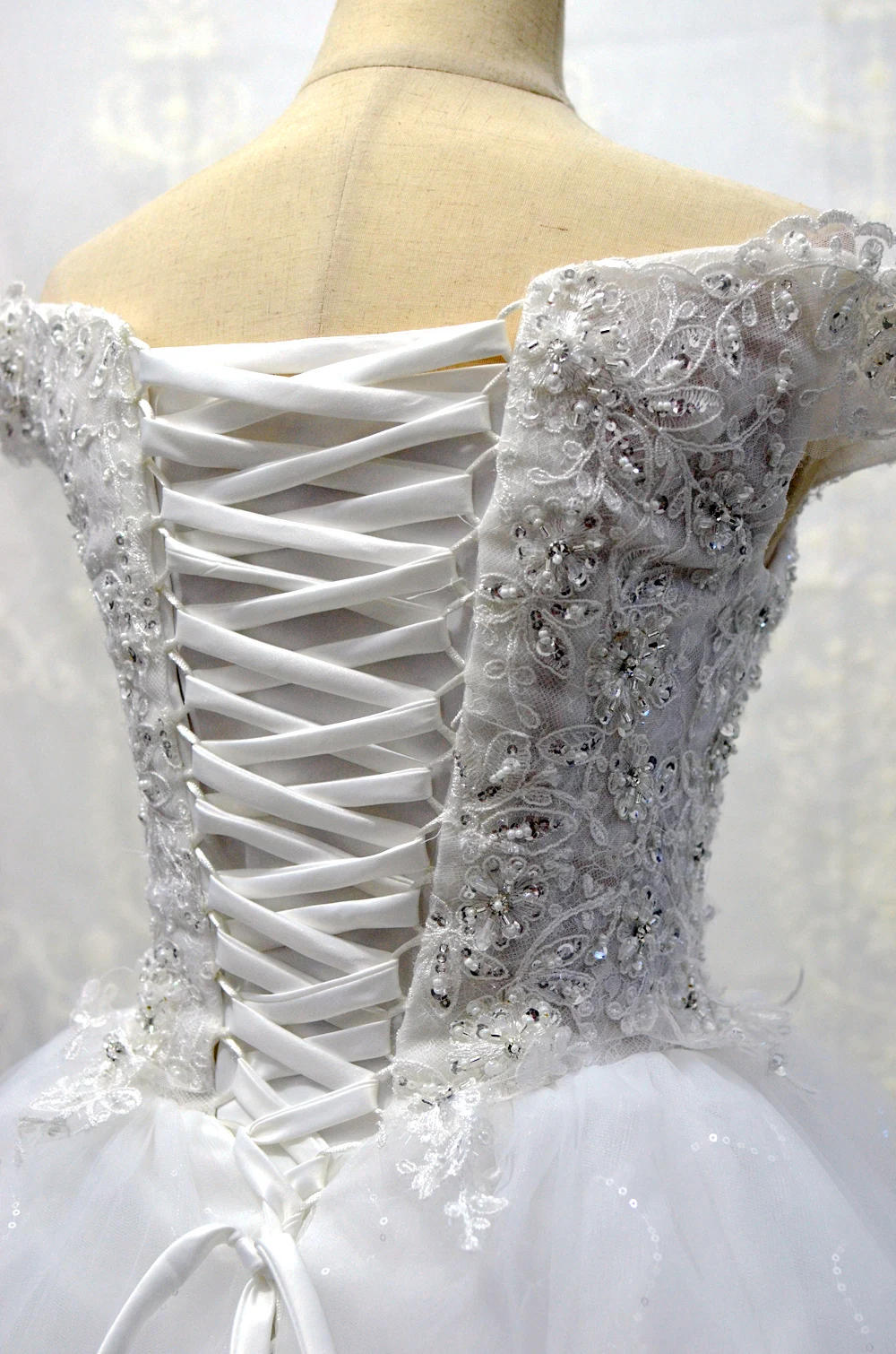 Lovskyline Vestido De Noiva индивидуальный заказ Кружево со шнуровкой сзади лодка Средства ухода за кожей шеи бисером аппликация рукавов Кружево свадебное платье