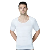 european american high quality simple pure colour men body building short sleeve strong beam chest abdominal curl fitness corset