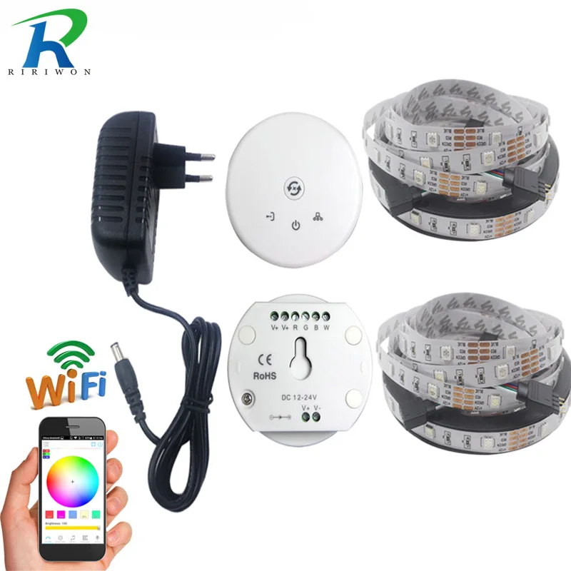 15 м 10 м 5 м WiFi RGB светодиодный светильник водонепроницаемый 5050 SMD 30Led/M лента IP65 Светодиодная лента+ WiFi контроллер с музыкальным режимом