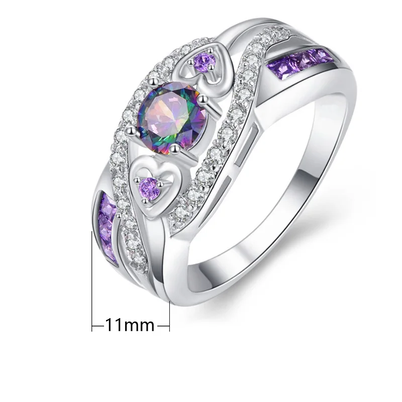 Purple Кольцо для мужчин и женщин, обручальные кольца, трендовые разноцветные радужные кольца, аксессуары для пальцев, ювелирные изделия, Прямая поставка - Цвет основного камня: Purple